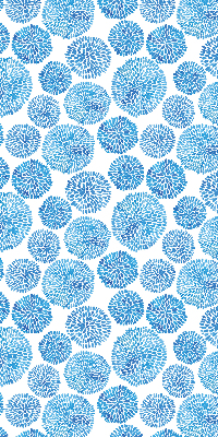 Blackout roller blind Blue petal circles