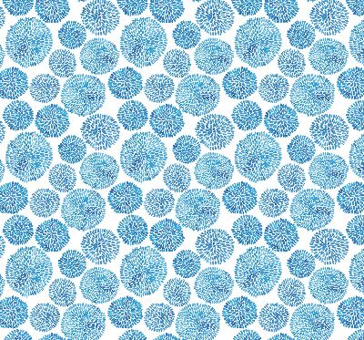 Blackout roller blind Blue petal circles