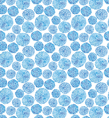Blackout roller blind with blue petal circles