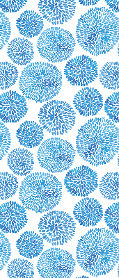 Blackout roller blind with blue petal circles