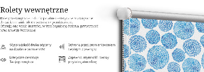 Blackout roller blind with blue petal circles