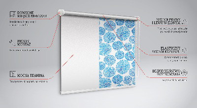 Blackout roller blind Blue petal circles