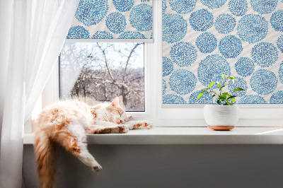 Blackout roller blind Blue petal circles
