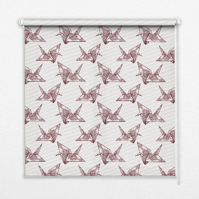 Blackout roller blind with origami swans print
