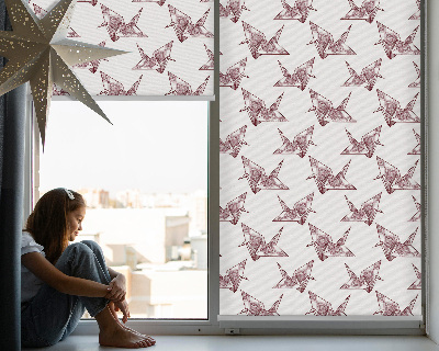 Blackout roller blind for window Origami swans