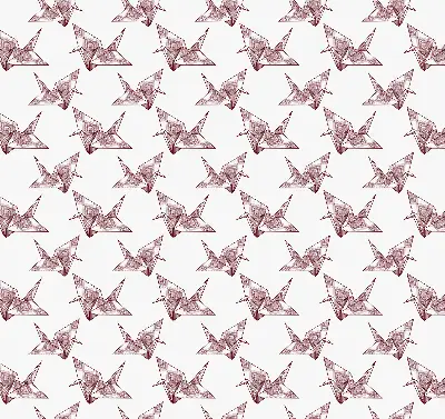 Blackout roller blind with origami swans print