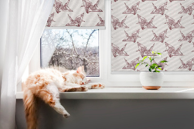 Blackout roller blind for window Origami swans