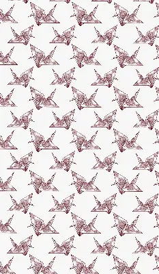 Blackout roller blind with origami swans print