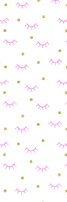 Blackout roller blind with drawn eyebrows and dots pattern