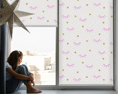 Blackout roller blind for window Drawn eyebrows and dots