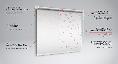 Blackout roller blind for window Drawn eyebrows and dots