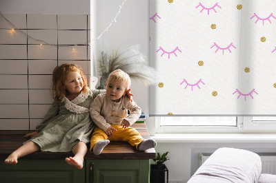 Blackout roller blind for window Drawn eyebrows and dots