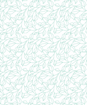 Fabric roller blind for window Turquoise leaves