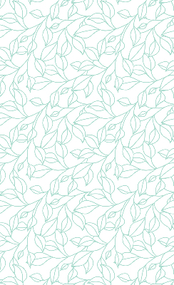 Fabric roller blind for window Turquoise leaves