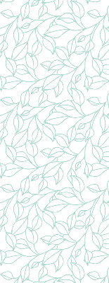 Fabric roller blind for window turquoise leaves pattern