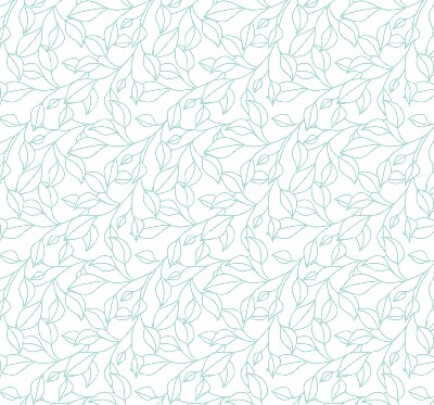 Fabric roller blind for window turquoise leaves pattern