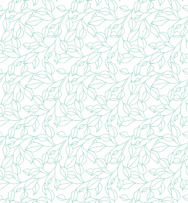 Fabric roller blind for window turquoise leaves pattern