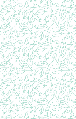 Fabric roller blind for window Turquoise leaves