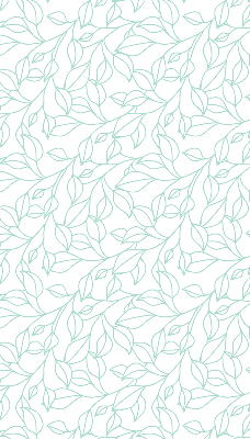 Fabric roller blind for window turquoise leaves pattern