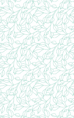 Fabric roller blind for window turquoise leaves pattern