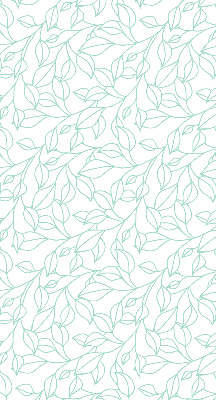 Fabric roller blind for window turquoise leaves pattern