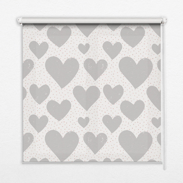 Blackout roller blind Gray hearts
