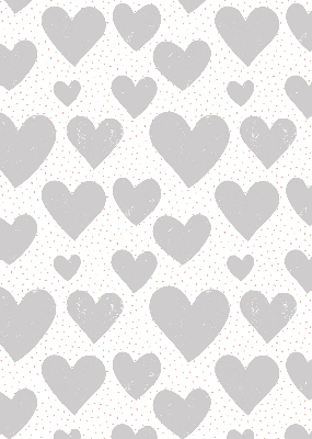 Blackout roller blind gray hearts pattern