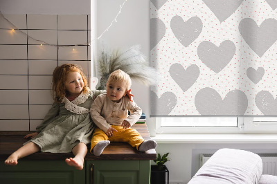 Blackout roller blind Gray hearts