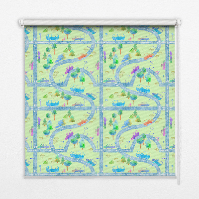 Blackout roller blind for window Streets design