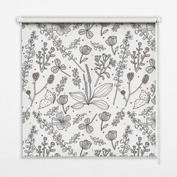 Fabric roller blind for window Drawn plants