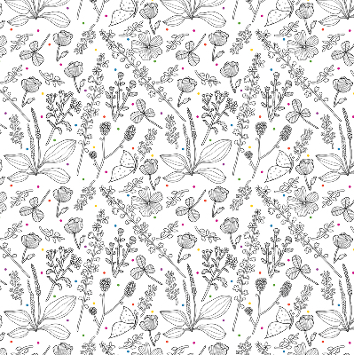 Fabric roller blind for window Drawn plants
