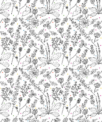 Fabric roller blind for window Drawn plants