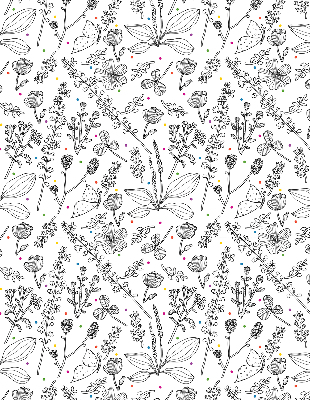 Fabric roller blind for window Drawn plants