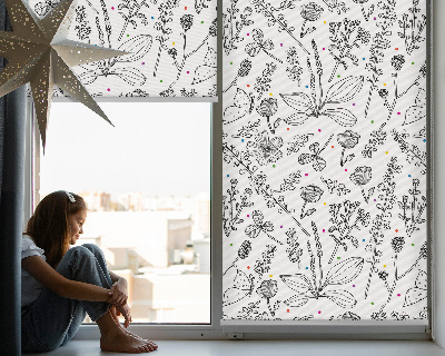Fabric roller blind for window Drawn plants