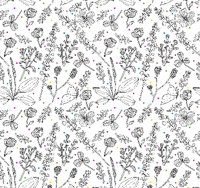 Fabric roller blind for window Drawn plants