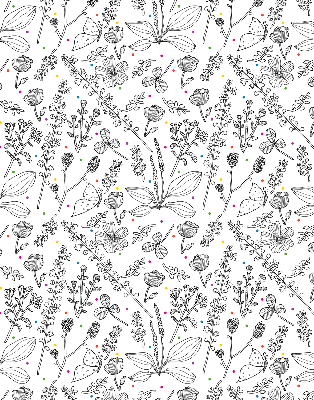 Fabric roller blind for window Drawn plants