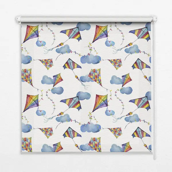 Blackout roller blind with colorful kites print