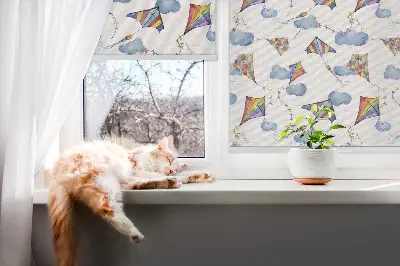 Blackout roller blind with colorful kites print