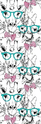 Blackout roller blind for window with giraffe and glasses print
