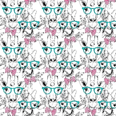 Blackout roller blind for window with giraffe and glasses print