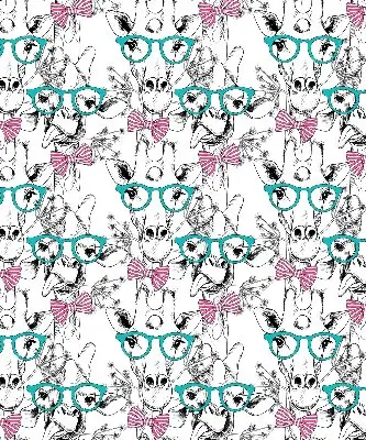 Blackout roller blind for window with giraffe and glasses print