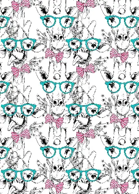 Blackout roller blind for window with giraffe and glasses print