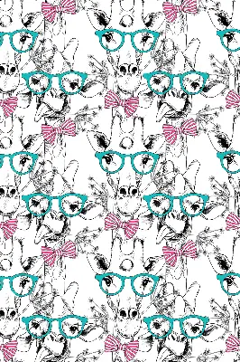 Blackout roller blind for window with giraffe and glasses print