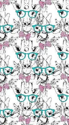 Blackout roller blind for window with giraffe and glasses print