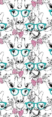 Blackout roller blind for window with giraffe and glasses print
