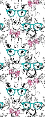 Blackout roller blind for window with giraffe and glasses print