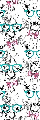Blackout roller blind for window with giraffe and glasses print