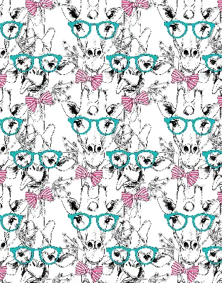 Blackout roller blind for window with giraffe and glasses print