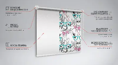 Blackout roller blind for window with giraffe and glasses print
