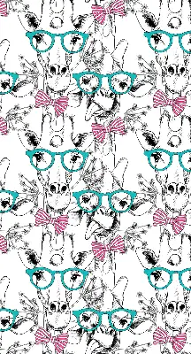 Blackout roller blind for window with giraffe and glasses print
